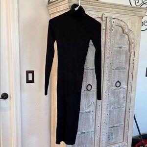 Express Black Long Sleeve Turtleneck Bodycon Dress